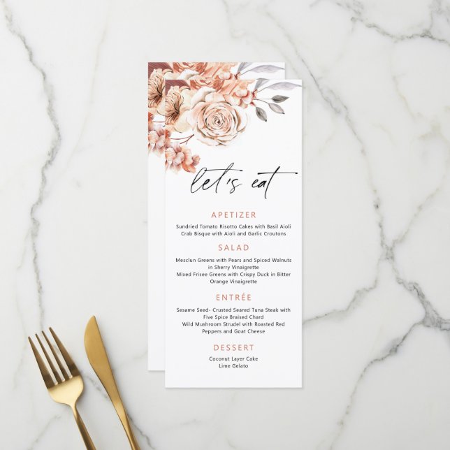 Fall menu, Wedding Menu, Fall Floral Menu (Front/Back In Situ)