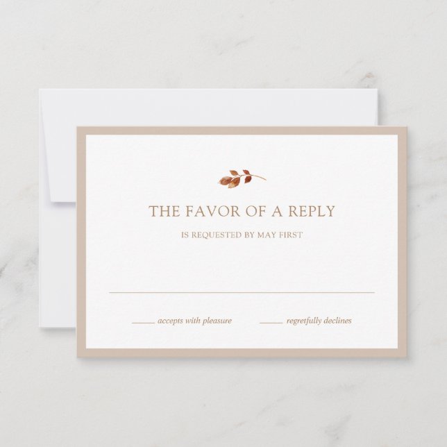 Fall Minimalistic Taupe RSVP Card (Front)