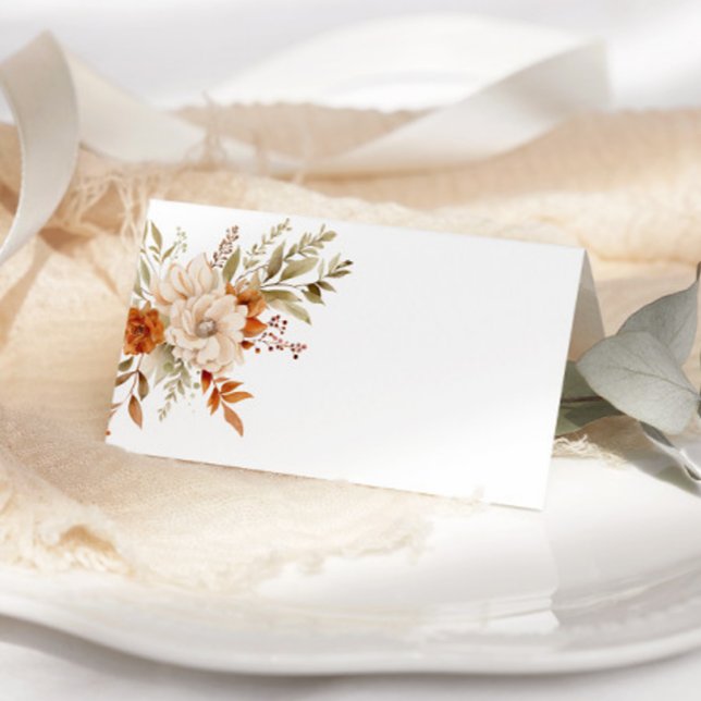 Fall Modern Burnt orange Wedding Place Card (Creator Uploaded)