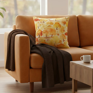 Fall Modern Colourful Contemporary Autumn Trees  Throw Pillow