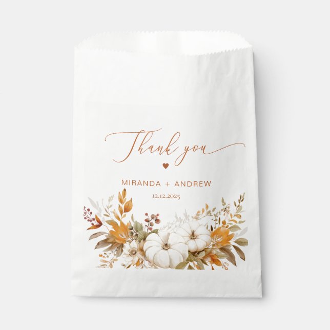 Fall Modern Terracotta Wedding Thank you Favour Bag (Front)