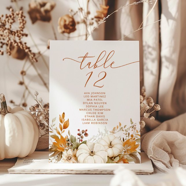Fall Modern Wedding Table Seating Chart cards (Creator Uploaded)