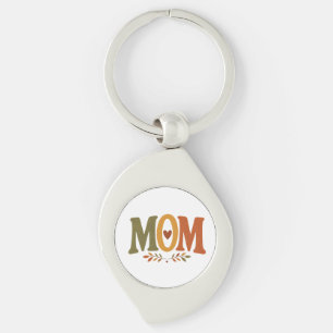 Fall Mom Autumn Leaves Heart Keychain