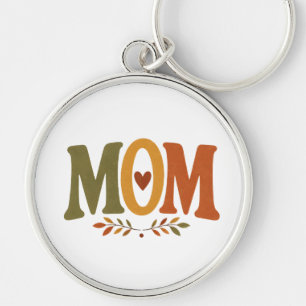 Fall Mom Autumn Leaves Heart Keychain