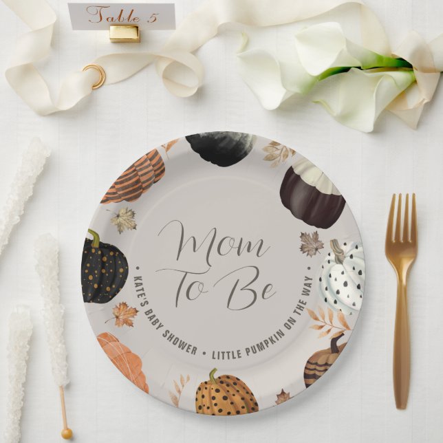Fall Mom to Be Little Pumpkin Baby Shower Paper Paper Plate (Wedding)