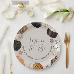 Fall Mom to Be Little Pumpkin Baby Shower Paper Plate