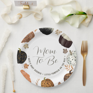 Fall Mom to Be Little Pumpkin Baby Shower Paper Plate