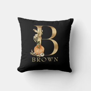 Fall Monogram B with Pumpkin Throw Pillow