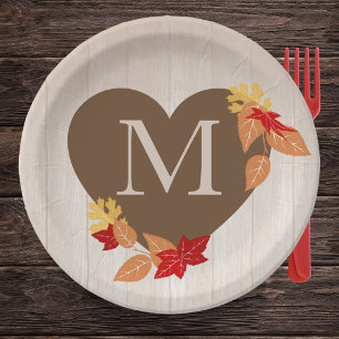 Fall Monogram Bridal Shower or Wedding Paper Plate