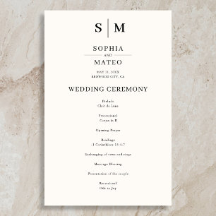 Fall Monogram Classic White Ivory Wedding Program