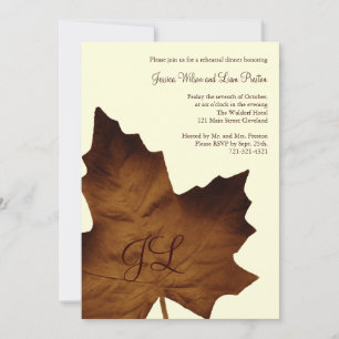Fall Monogrammed Rehearsal Dinner Invite (brown)