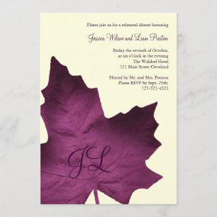Fall Monogrammed Rehearsal Dinner Invite (purple)
