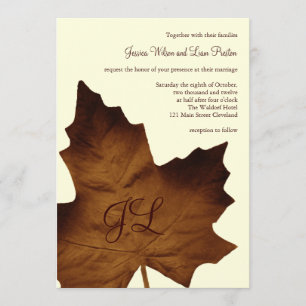Fall Monogrammed Wedding Invitation (brown)