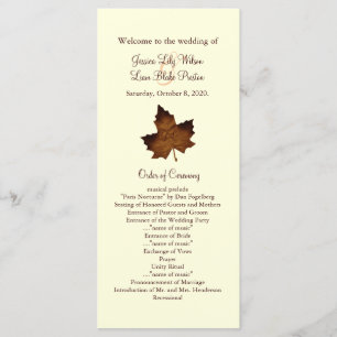 Fall Monogrammed Wedding Program in brown