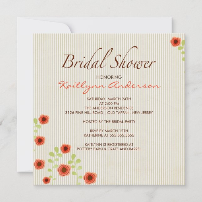 Fall Morning Song Floral Bridal Shower Invitation (Front)