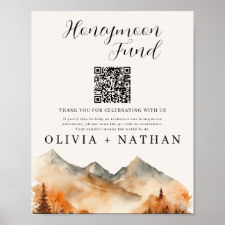 Fall Mountain Honeymoon Fund Wedding Sign