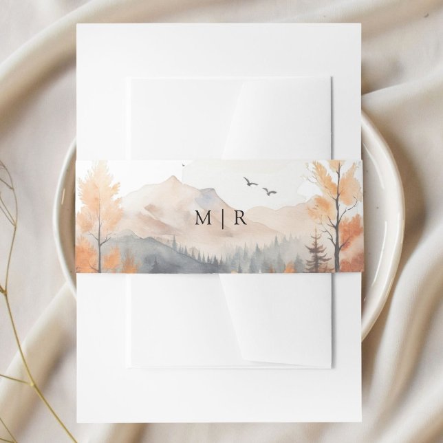 Fall Mountain Rustic Wedding Invitation Belly Band (Creator Uploaded)
