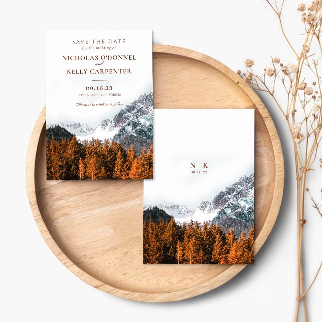 Fall Mountain Terracotta Forest Wedding  Save The Date (Creator Uploaded)