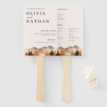 Fall Mountain Wedding Program Fan
