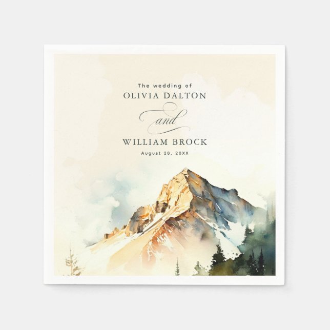 Fall Mountains Nature Elegant  Wedding Napkin (Front)