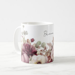 Fall Mug with Pumpkins and Flowers