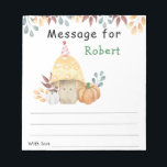 Fall mushroom birthday time capsule message notepad<br><div class="desc">Cute birthday invitation card featuring watercolor illustration orange fly agaric,  pumpkins and autumn leaves.</div>
