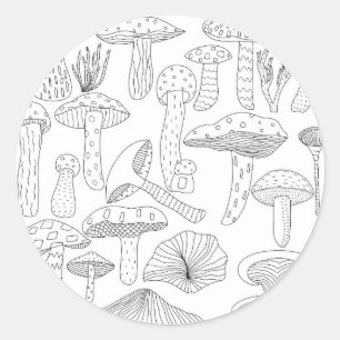 Fall mushroom forest classic round sticker