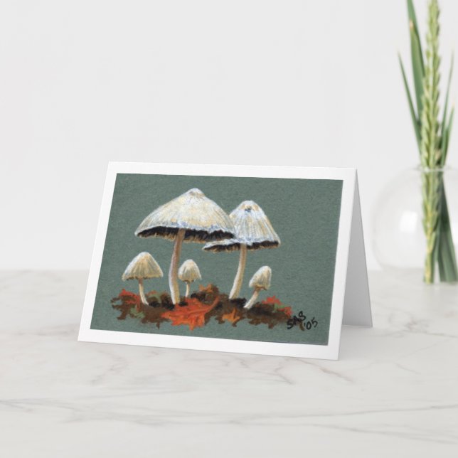 "Fall Mushrooms 1" art greeting card (Front)