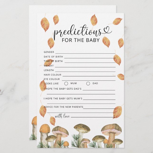 Fall mushrooms baby predictions and advice (Front/Back)