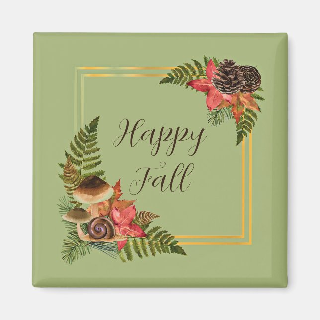 Fall nature frame with customizable text  magnet (Front)