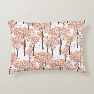 Fall nature wildlife seamless pattern Autumn trees Accent Pillow