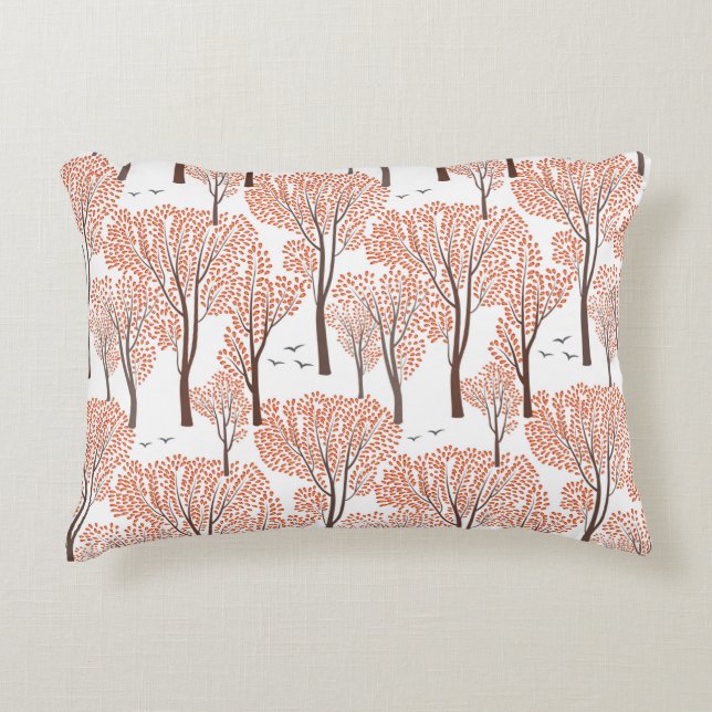 Fall nature wildlife seamless pattern Autumn trees Accent Pillow (Front)