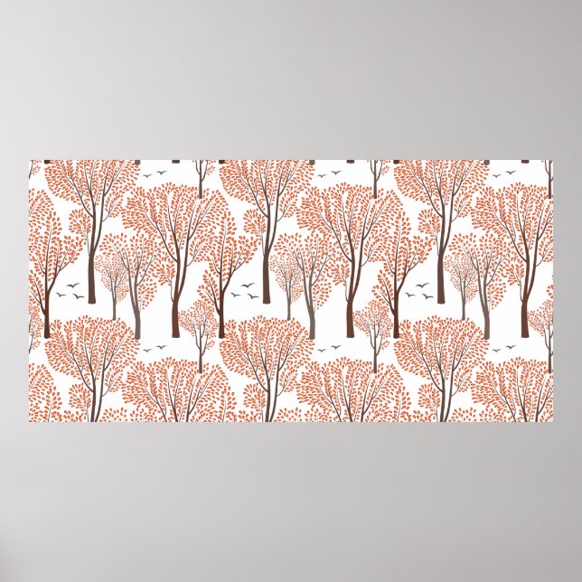 Fall nature wildlife seamless pattern Autumn trees Poster (Front)