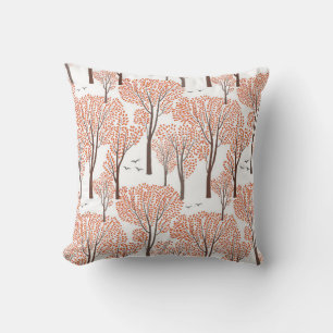 Fall nature wildlife seamless pattern Autumn trees Throw Pillow