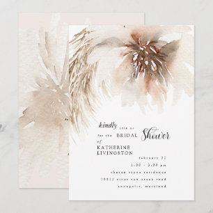 Fall Neutral Pampas Floral Bridal Shower Invitation