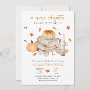 Fall New Chapter Will Soon Begin Baby Shower Invitation