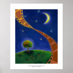 Fall night movie art fun painting for film lovers poster