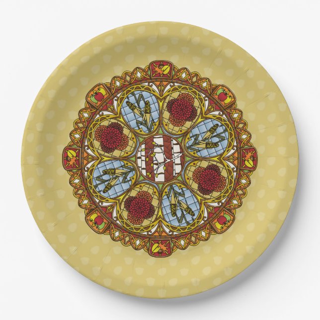 Fall Nouveau Paper Plate (Front)