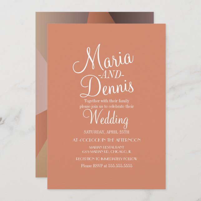 Fall Nuetral Modern Geometrical Colourful Wedding Invitation (Front/Back)