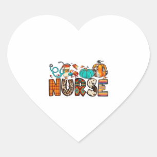 Fall Nurse Leopard Cowhide Pumpkin Fall 744 Heart Sticker