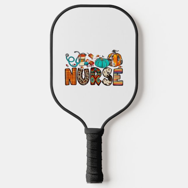 Fall Nurse Leopard Cowhide Pumpkin Fall 744 Pickleball Paddle (Front)