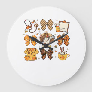 Fall Nurse Thanksgiving Classic T-Shirt.png Large Clock