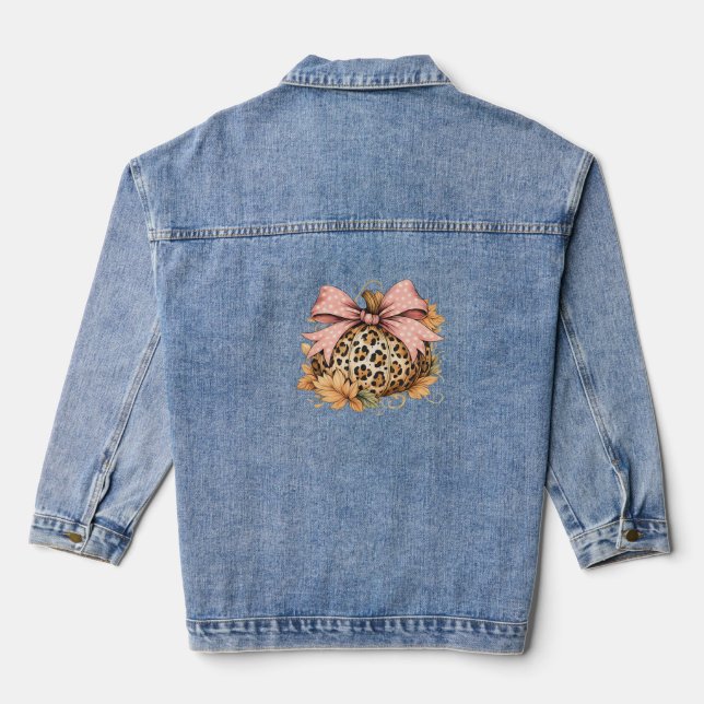 Fall Nurse Thanksgiving Oversized T-Shirt Denim Jacket (Back)