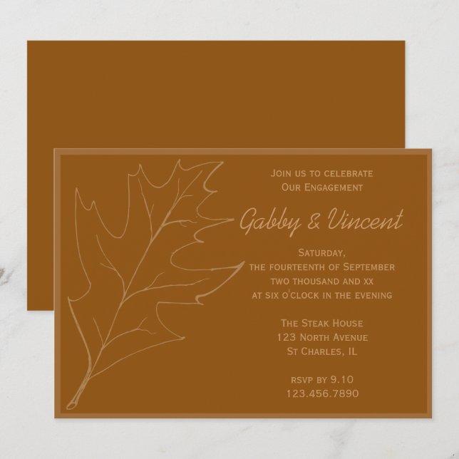 Fall Oak Leaf Engagement Party Invitation (Front/Back)
