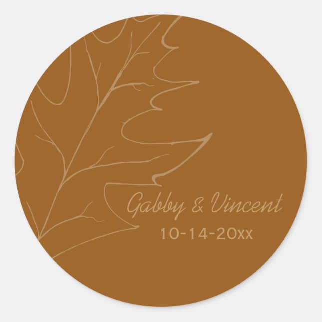 Fall Oak Leaf Wedding Envelope Seal (Front)