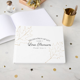 Fall Oak Leaves Celebration of Life Memorial Guest Book