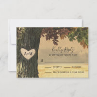 Fall Oak Tree Pays Mariage rustique Cartes RSVP