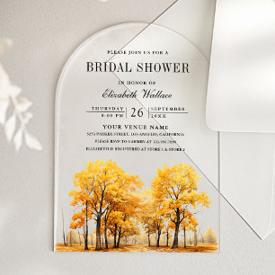 Fall Oak Trees Bridal Shower Acrylic Invitations