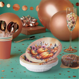 Fall or Thanksgiving Disposable Dessert Bowls Paper Plate