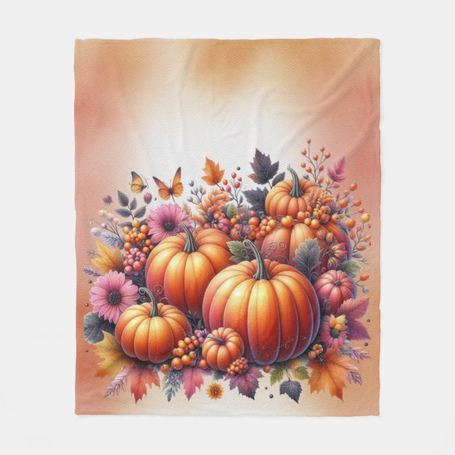 Fall or Thanksgiving themed  Fleece Blanket (Front)